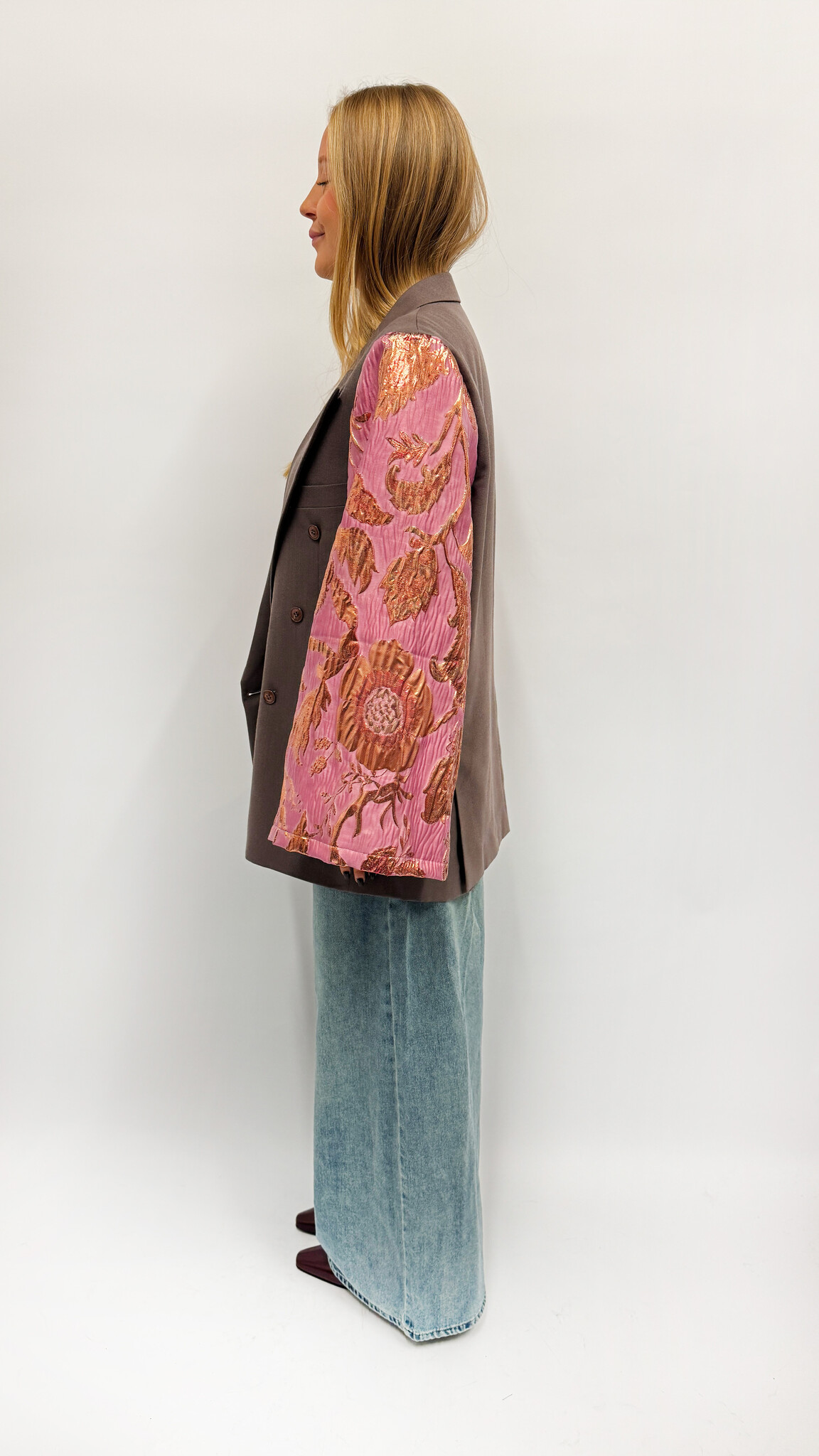 REBELLE Kimono Blazer Taupe Pink M/L