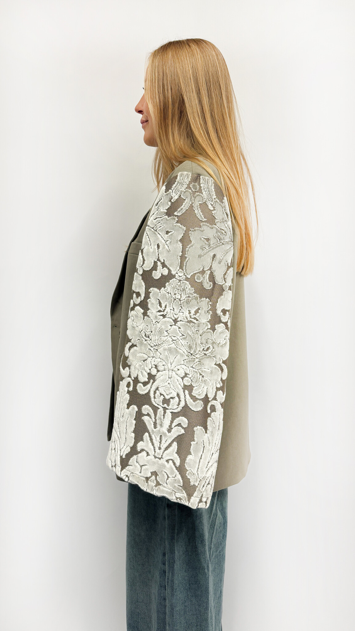 REBELLE Kimono Blazer Grey Flowers Dries Van Noten M/L
