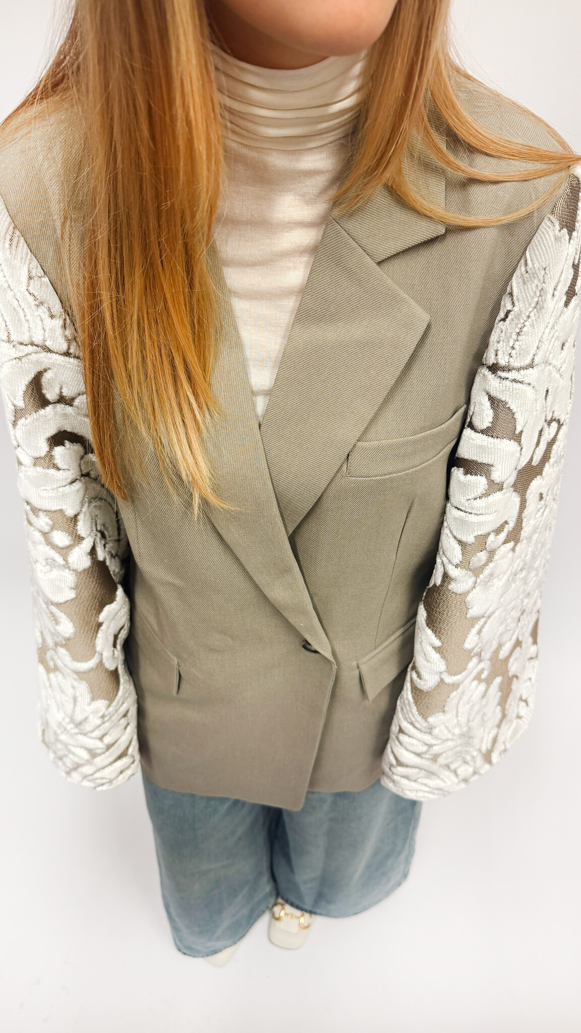 REBELLE Kimono Blazer Grey Flowers Dries Van Noten M/L