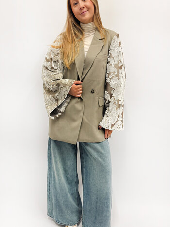 REBELLE Kimono Blazer Grey Flowers Dries Van Noten M/L
