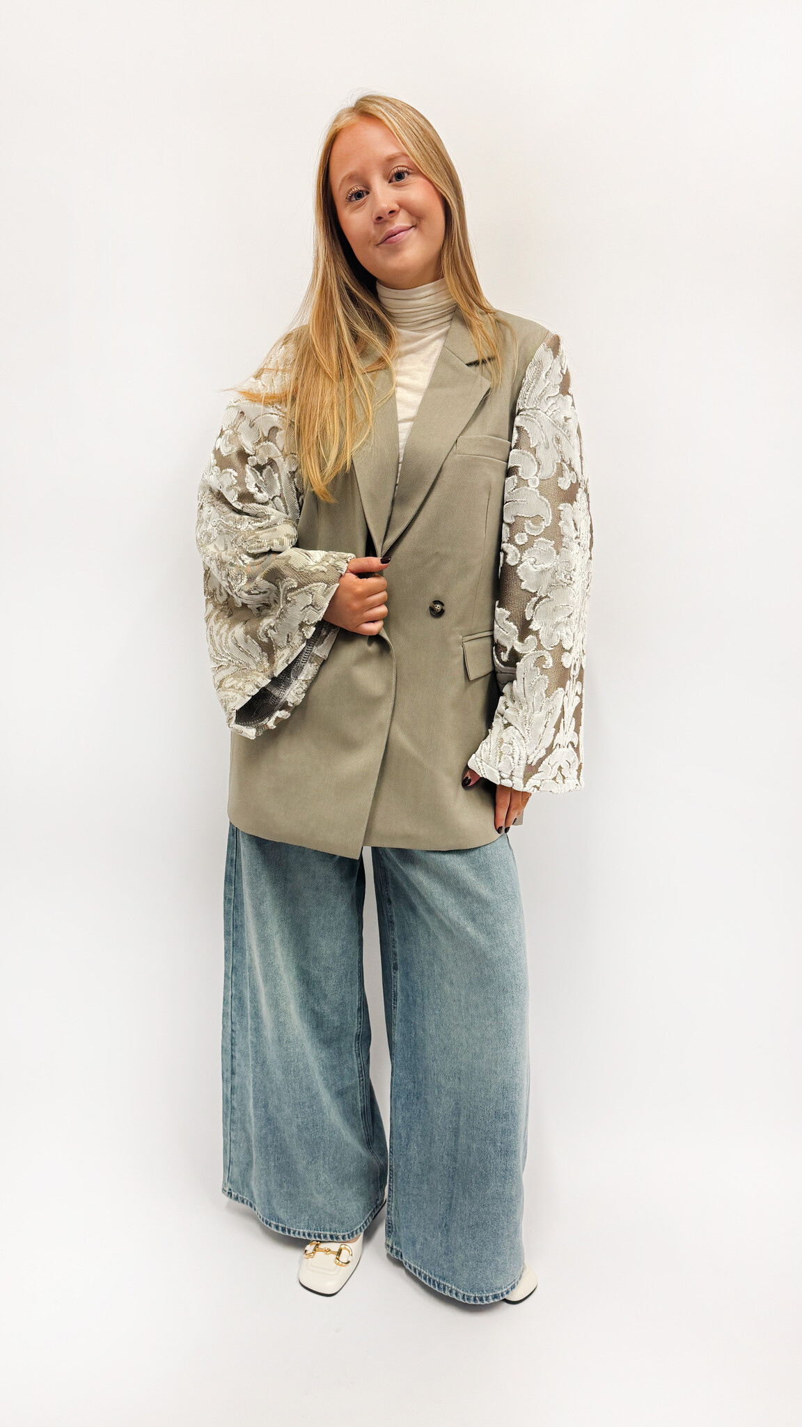 REBELLE Kimono Blazer Grey Flowers Dries Van Noten M/L