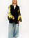 REBELLE Kimono Blazer Black Yellow Flowers S/M