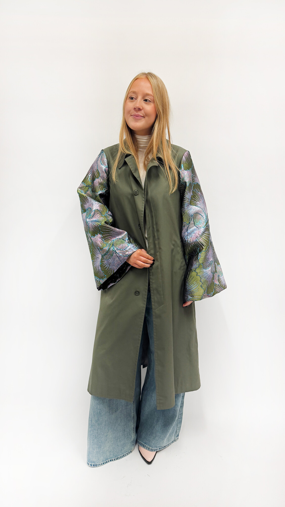 REBELLE Kimono Trenchcoat Khaki Purple S/M