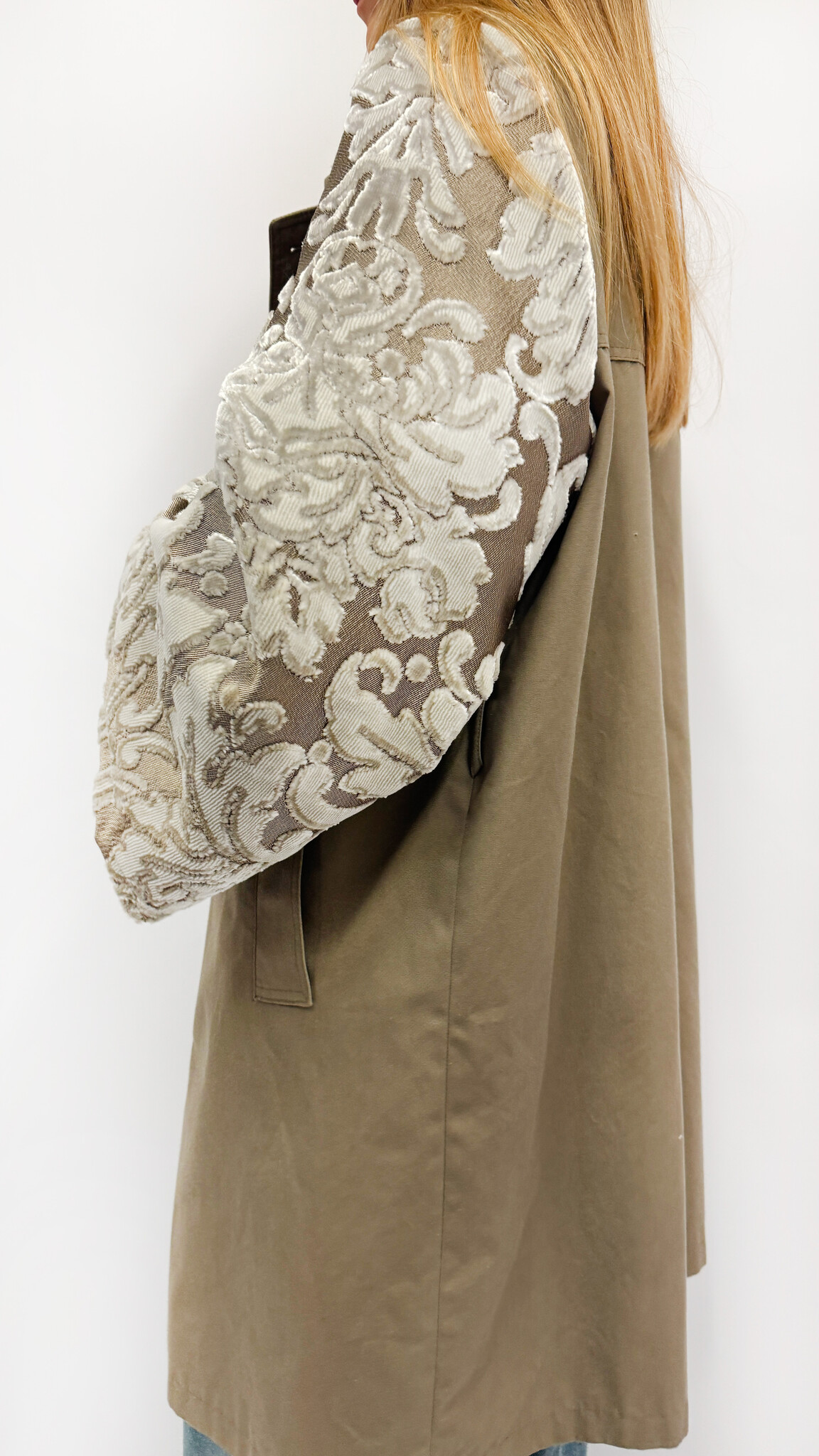 REBELLE Kimono Trenchcoat Grey Flowers Dries Van Noten  S/M