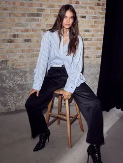 L'AMITIE Sophie Stripe Shirt Pale Blue