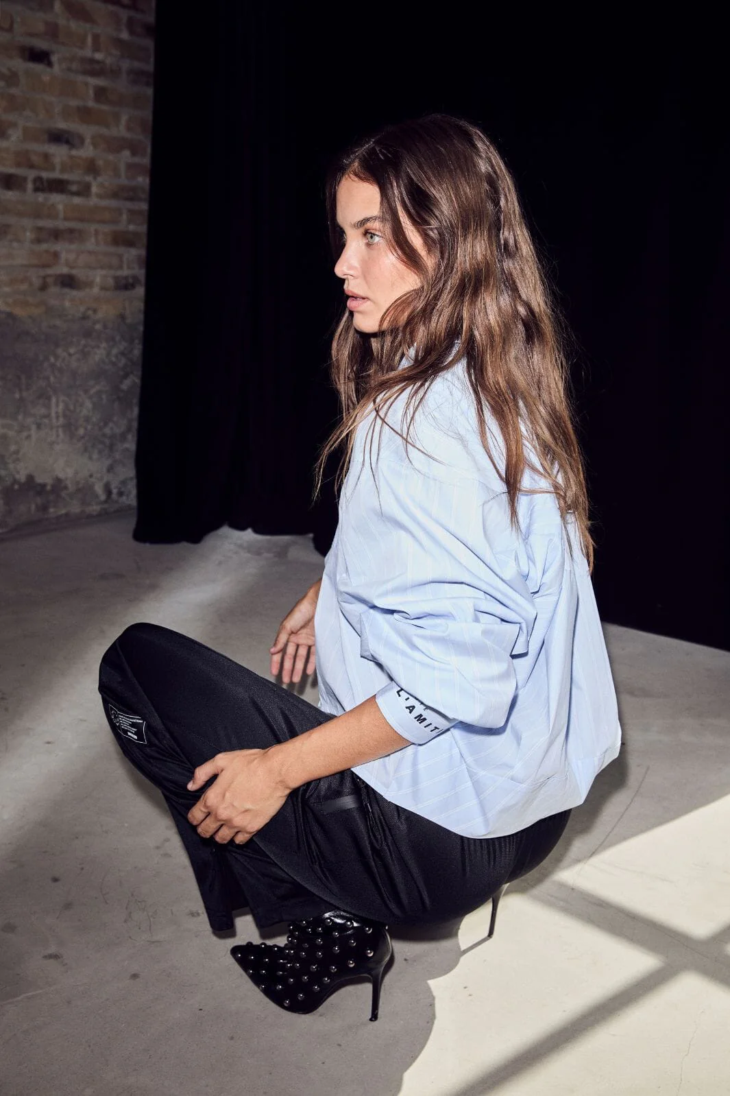 L'AMITIE Sophie Stripe Shirt Pale Blue