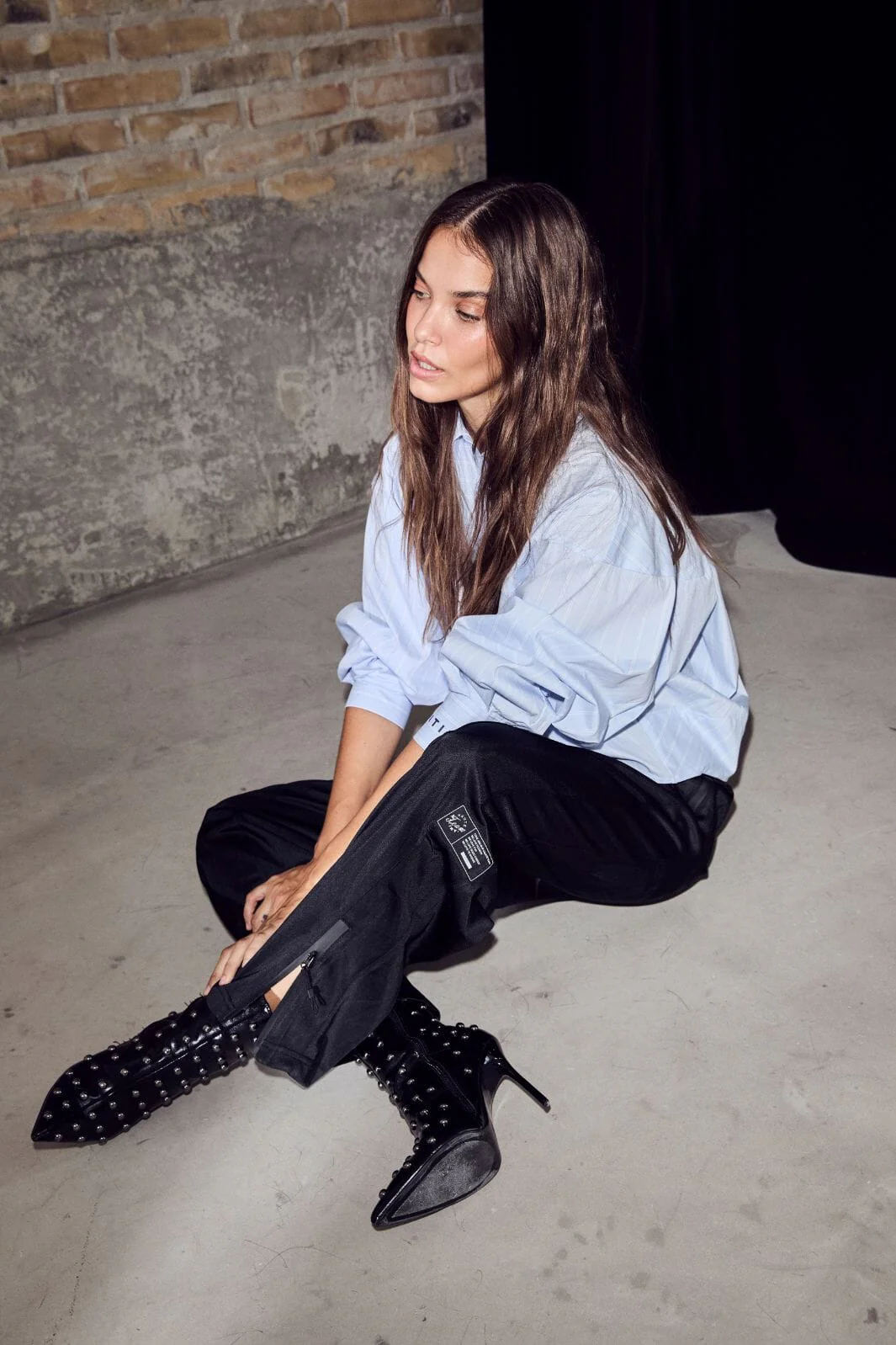 L'AMITIE Sophie Stripe Shirt Pale Blue