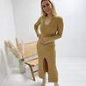 Luna Button V-Neck Knit Dress Camel Luna Button V-Neck Knit Dress Camel