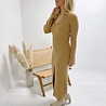 Luna Button V-Neck Knit Dress Camel Luna Button V-Neck Knit Dress Camel