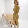 Luna Button V-Neck Knit Dress Camel Luna Button V-Neck Knit Dress Camel