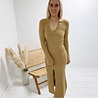 Luna Button V-Neck Knit Dress Camel Luna Button V-Neck Knit Dress Camel