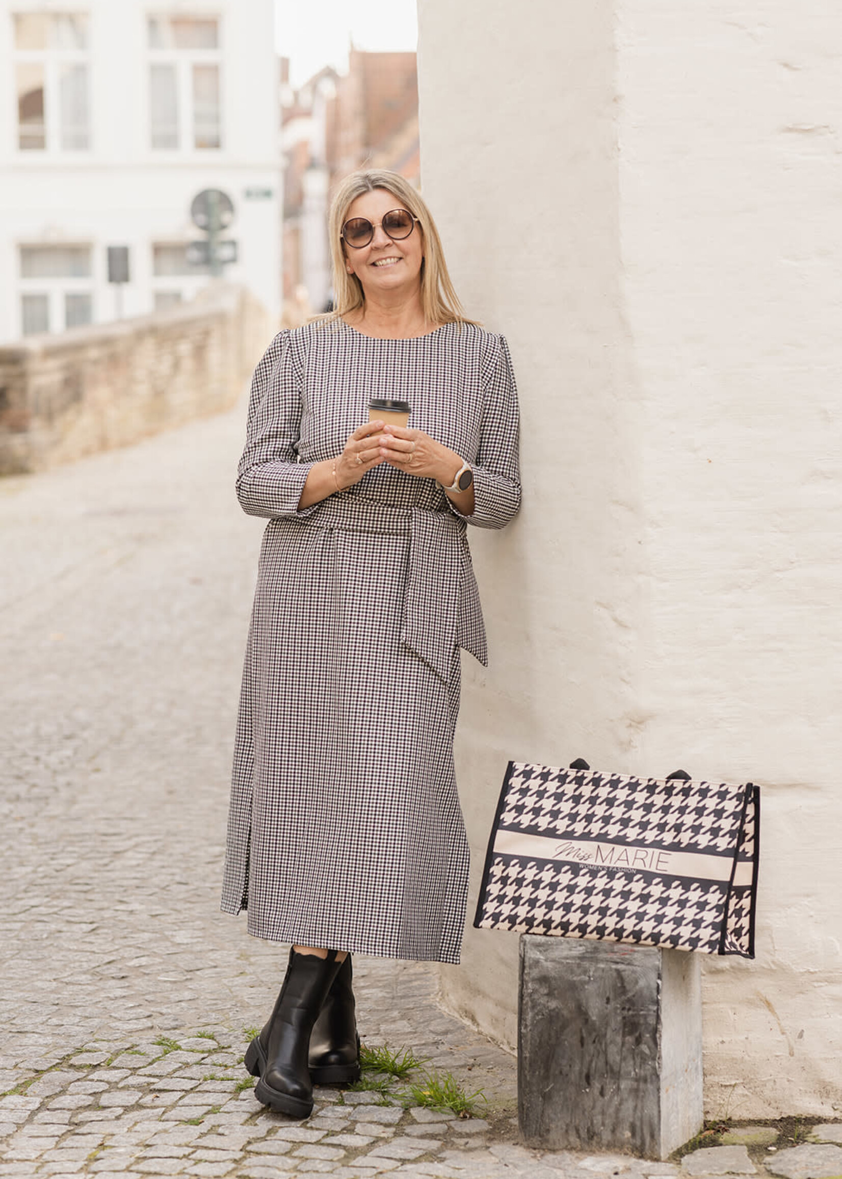 Roma Dress Long Carreaux