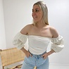 Elle Bardot Puff Sleeve Blouse- Cream Elle Bardot Puff Sleeve Blouse- Cream