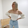 Elle Bardot Puff Sleeve Blouse- Cream Elle Bardot Puff Sleeve Blouse- Cream