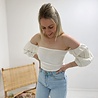 Elle Bardot Puff Sleeve Blouse- Cream Elle Bardot Puff Sleeve Blouse- Cream