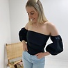 Elle Bardot Puff Sleeve Blouse- Black Elle Bardot Puff Sleeve Blouse- Black