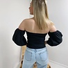 Elle Bardot Puff Sleeve Blouse- Black Elle Bardot Puff Sleeve Blouse- Black