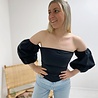 Elle Bardot Puff Sleeve Blouse- Black Elle Bardot Puff Sleeve Blouse- Black