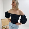 Elle Bardot Puff Sleeve Blouse- Black Elle Bardot Puff Sleeve Blouse- Black