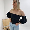 Elle Bardot Puff Sleeve Blouse- Black Elle Bardot Puff Sleeve Blouse- Black