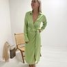Ronnie Satin Wrap Dress Apple Green Ronnie Satin Wrap Dress Apple Green
