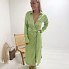 Ronnie Satin Wrap Dress Apple Green Ronnie Satin Wrap Dress Apple Green