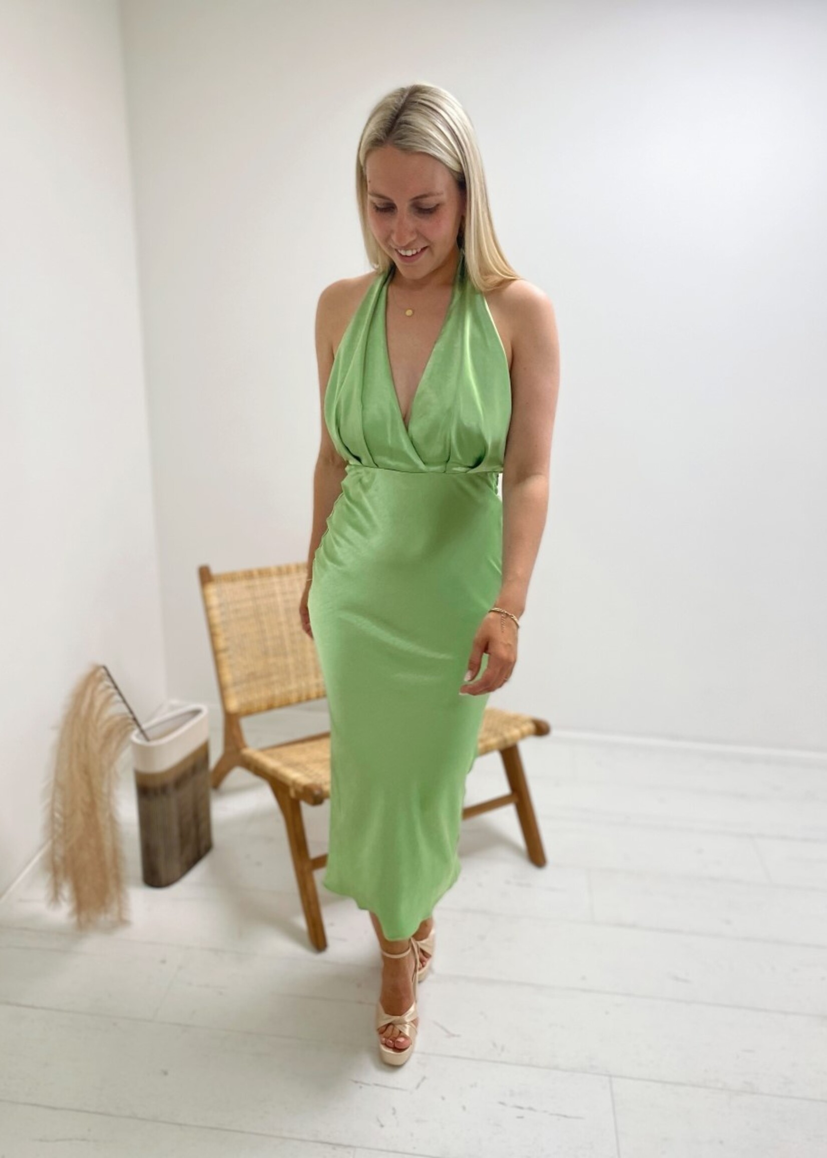 Luann Halterneck Midaxi Dress Nocellara Green