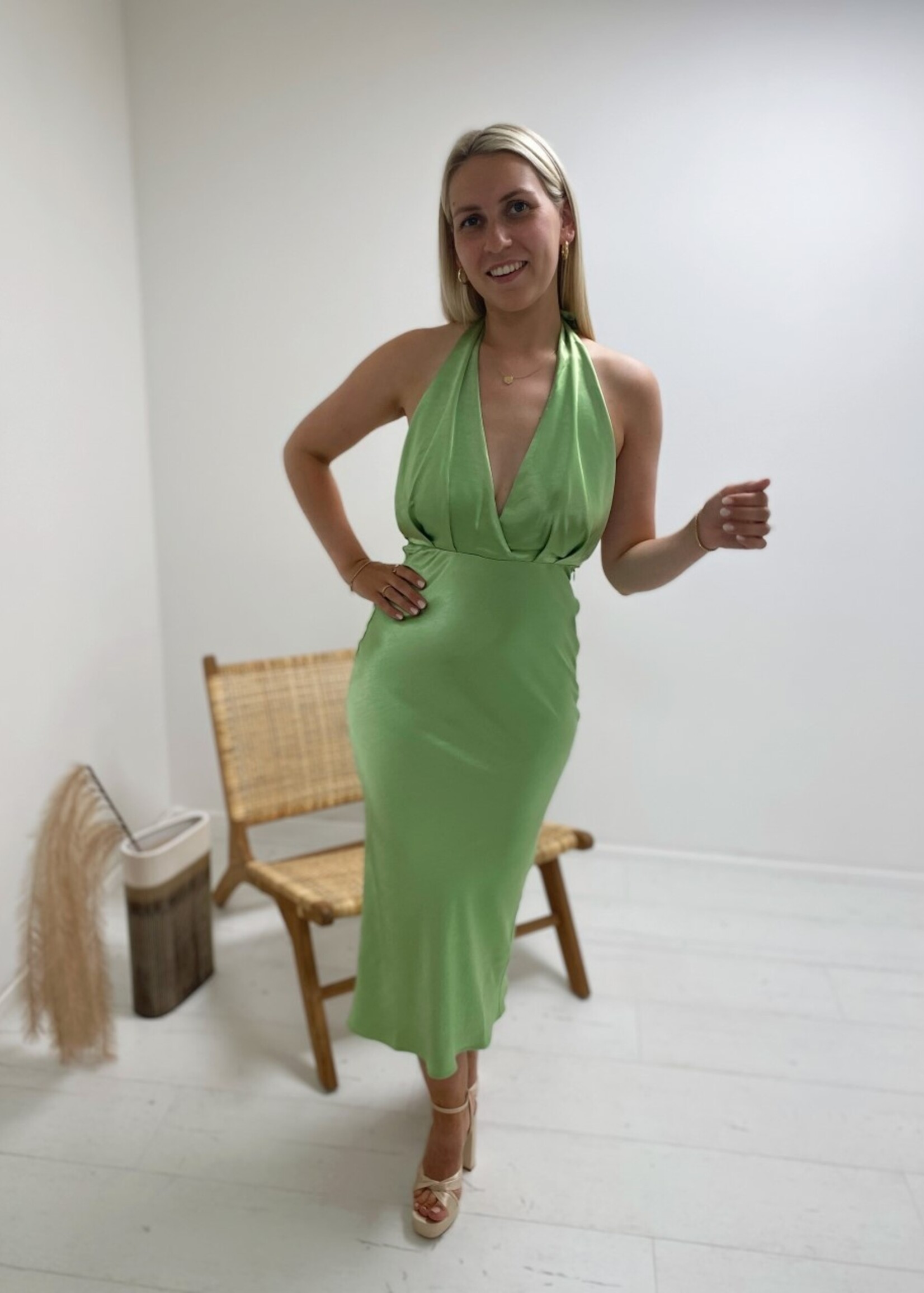 Luann Halterneck Midaxi Dress Nocellara Green