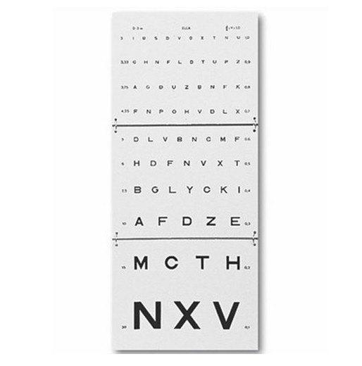 Opvouwbare letterkaart - visuskaart - oogtestkaart - 3 meter