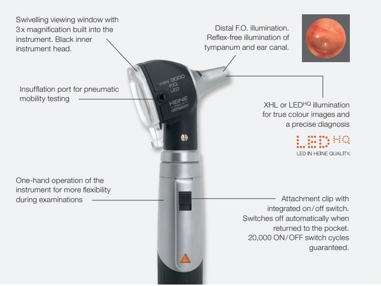 Heine Heine Mini 3000 LED otoscoop - met fiber optiek verlichting, foto 2 van 6
