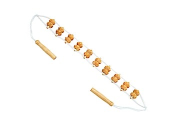 Houten rug massage roller - 2 rijen met 10 rollen