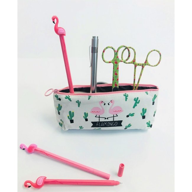Fashionable Flamingo Fiësta set: kocher + schaar, penlight, pen en etui
