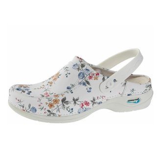 Wash & Go Wash & Go wasbare klompen - Mt 42 en 43 Kleur:  Wit met bloemetjes