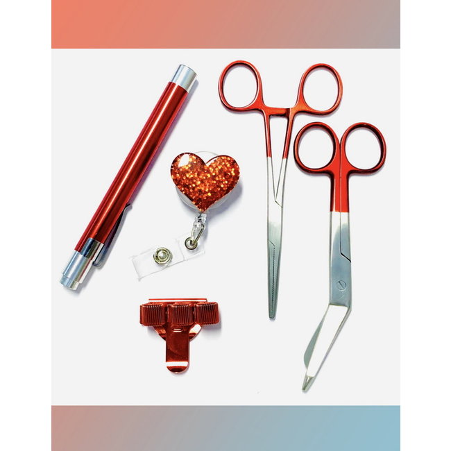 I love Red set: verbandschaar, kocher, penlight, penhouder + badgehouder