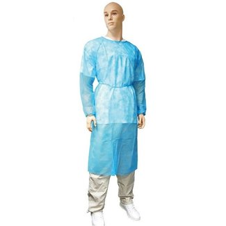 Non woven disposable schort met mouwen. 10 stuks.