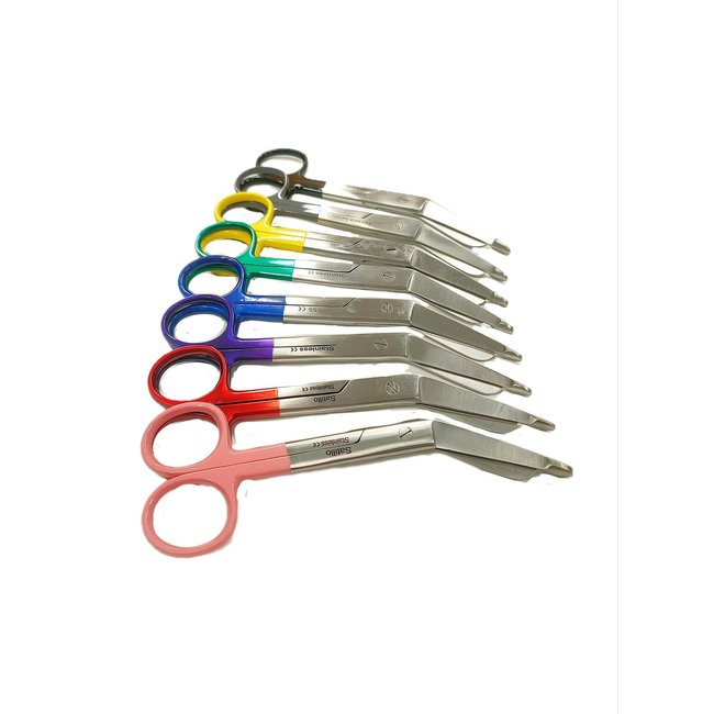 Satillo Verbandschaar gekleurd handvat – 14 cm, A+ kwaliteit, diverse kleuren, optioneel met gravering