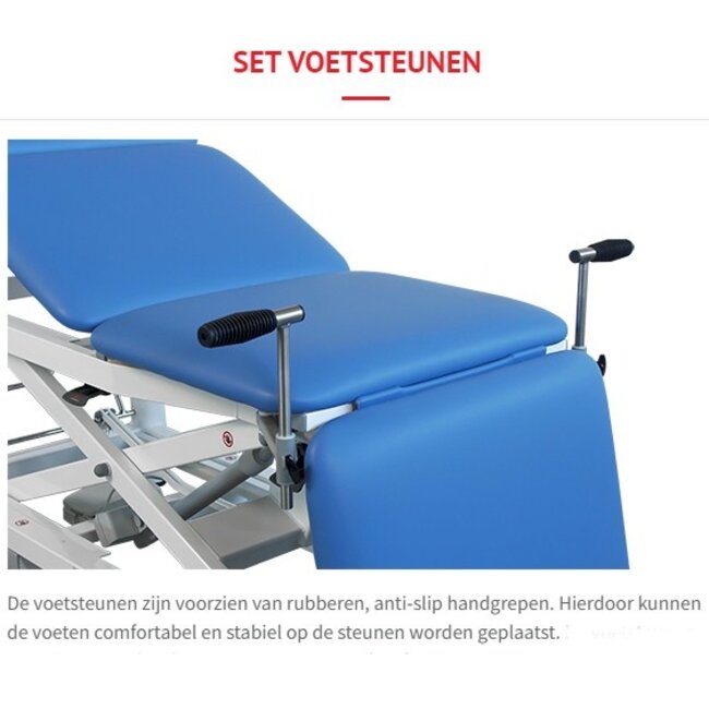 Wesseling Praxis  3 Comfort Elite – Elektrisch in hoogte verstelbare onderzoeksbank – met RVS Lade
