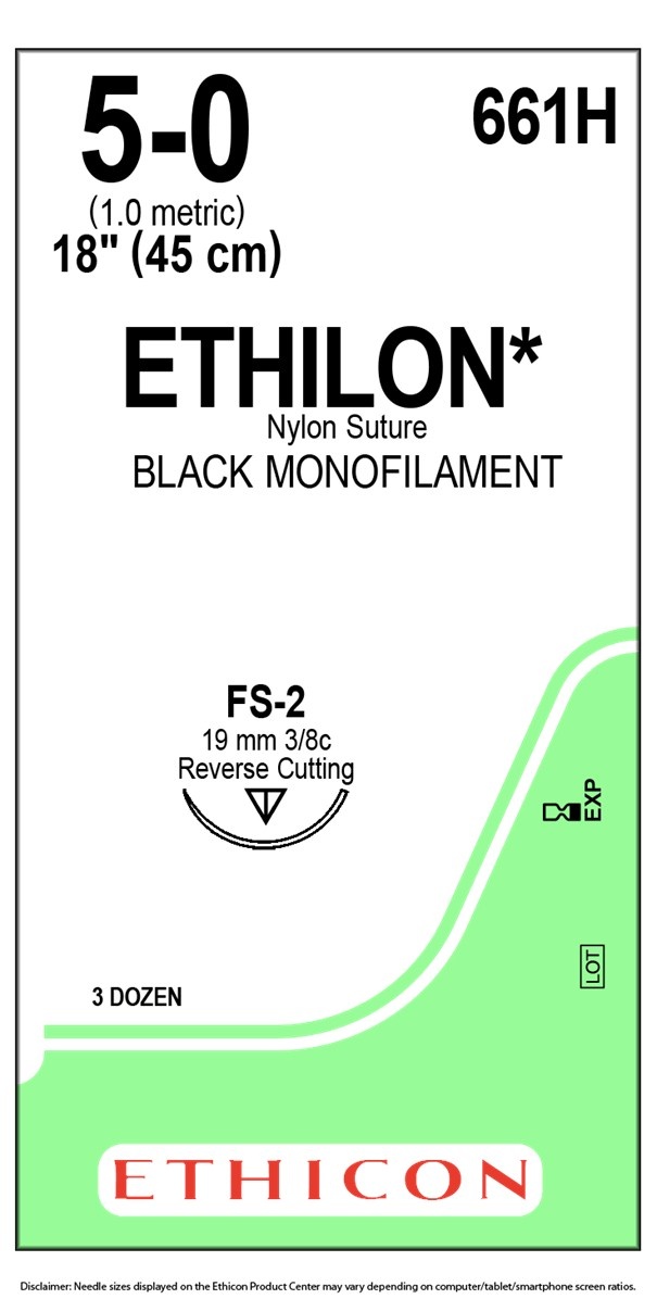 Ethicon Ethilon hechtdraad 5-0 met FS-2 naald - 661H