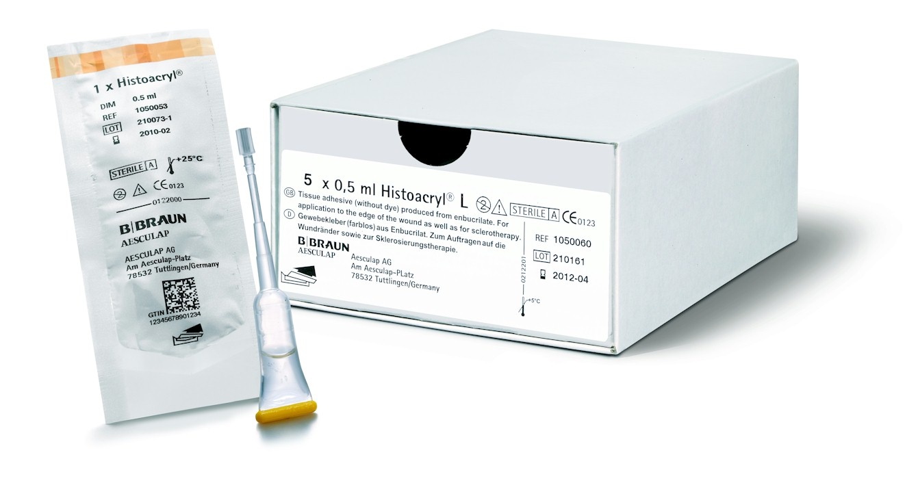 B Braun Histoacryl kleurloze weefsellijm - Per ampul van 0,5ml.