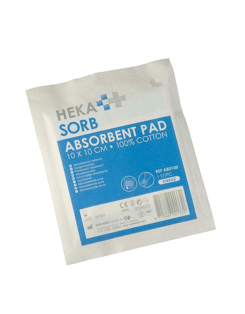 Van Heek Heka Sorb absorberend compres 10x10cm Doos 50st., foto 2 van 3