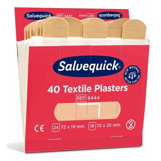Cederroth Salvequick Textiel Pleisters 6444 – Navulling Mini Pleisterdispenser – 40 Elastische Pleisters