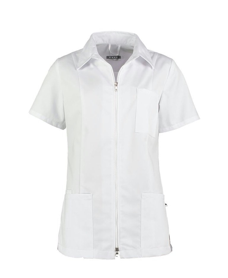 Haen Zorgkleding Britt - Wit - Dames Zorgjasje met Rits