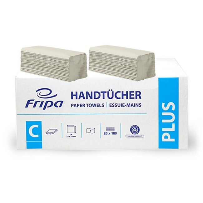 Fripa Papieren handdoekjes  1-Laags - Naturel, C-vouw