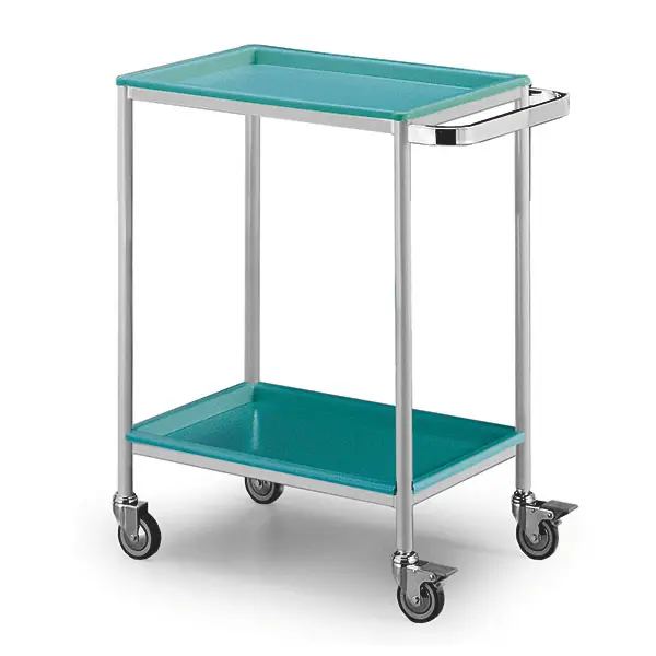 Instrumententafel type Praxis met 2 of 3 kunststof bladen 80cm breed, verrijdbaar