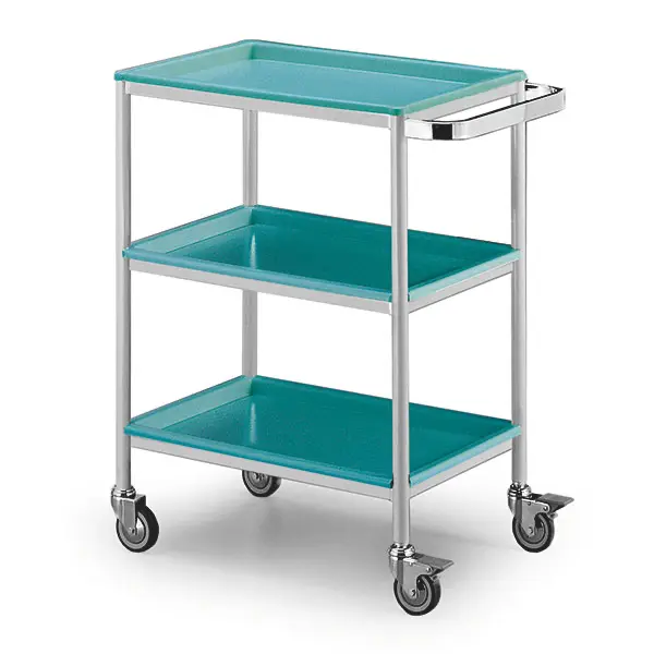 Instrumententafel type Praxis met 2 of 3 kunststof bladen 80cm breed, verrijdbaar, foto 2 van 2