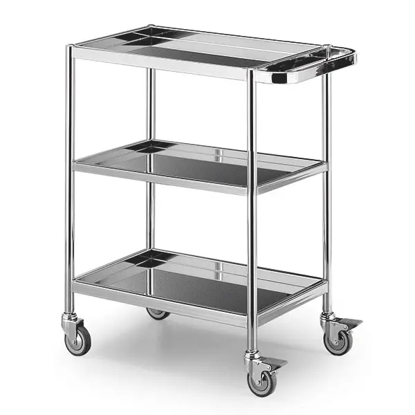 Instrumententafel type Praxis met 2 of 3 RVS bladen 40cm breed, verrijdbaar, foto 2 van 2