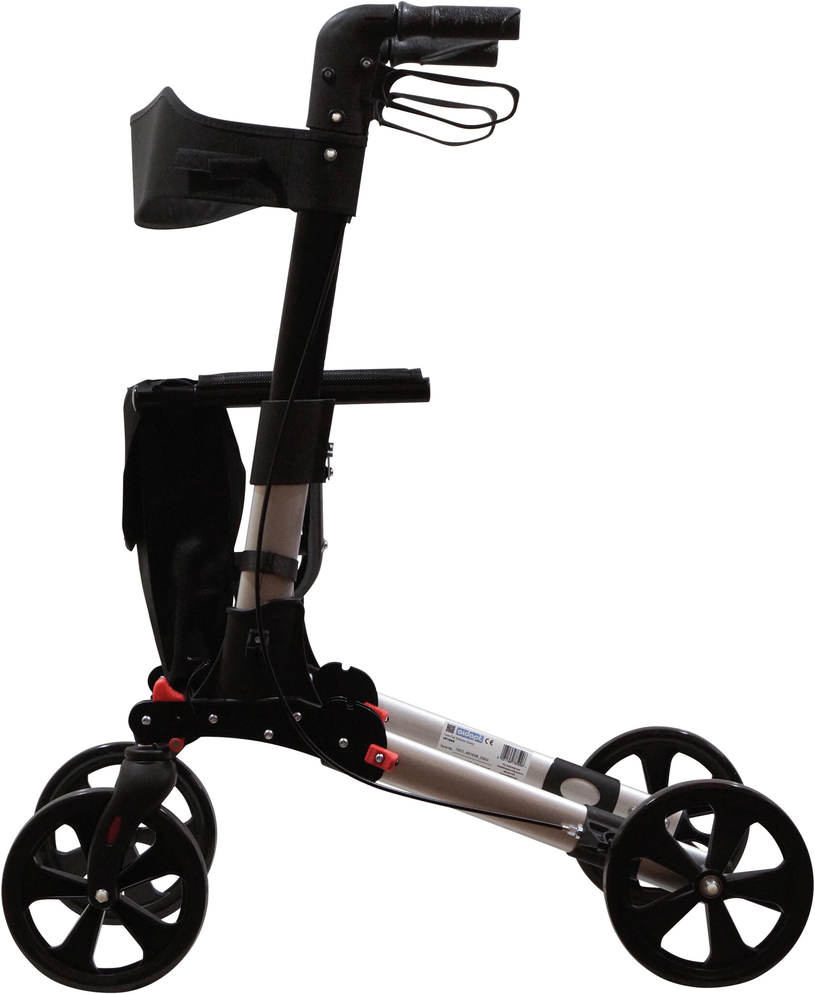 Deluxe Fold Flat Rollator paars opvouwbaar en lichtgewicht