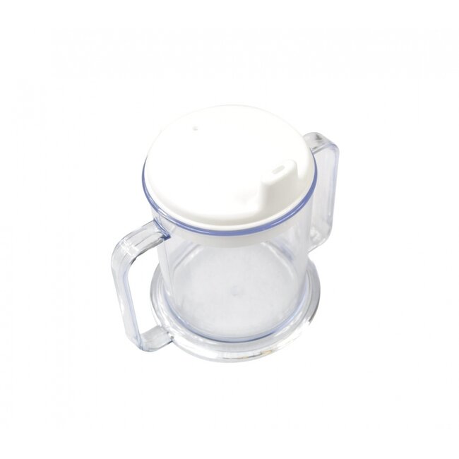 Drinkbeker transparant met tuitdeksel - met twee handgrepen