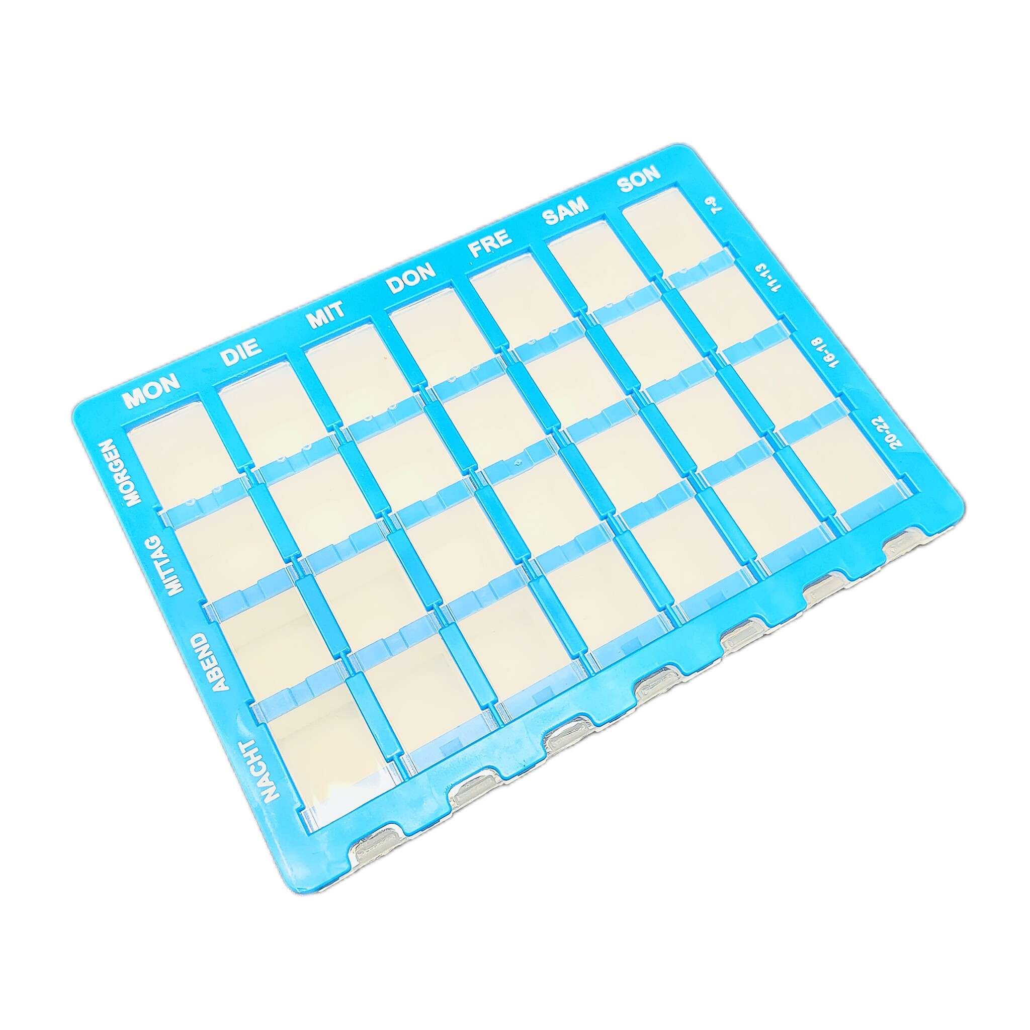 Pillendoos 7 dagen - 4 vakken per dag - Duitstalig - licht blauw, foto 3 van 3