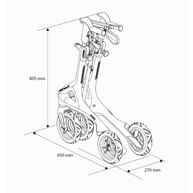 Topro Troja Pegasus Carbon ultra lichtgewicht rollator - Wijnrood